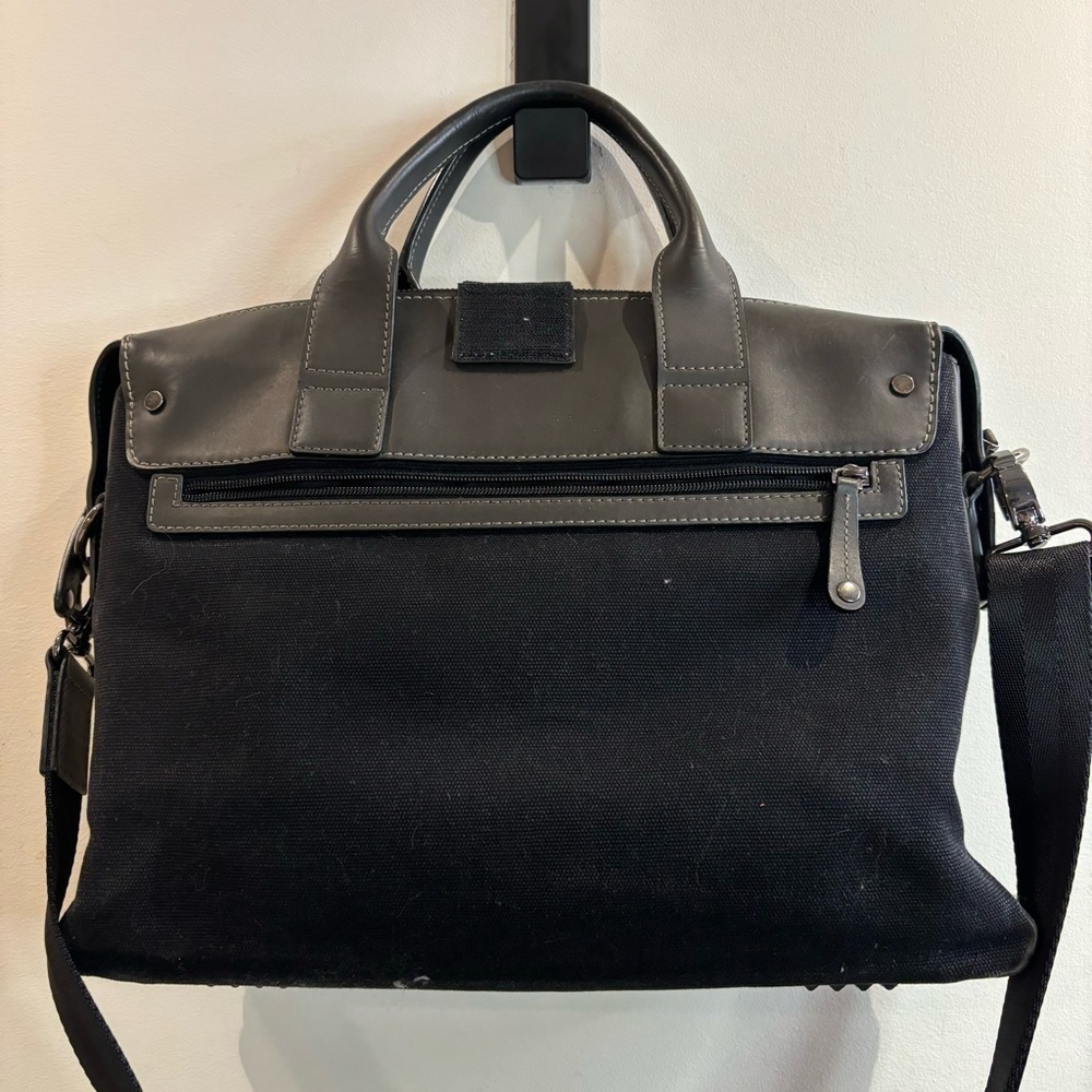 DANIER Canvas and Leather Multiple Pockets Shoulder Strap Laptop Messenger Bag - Picture 11 of 12
